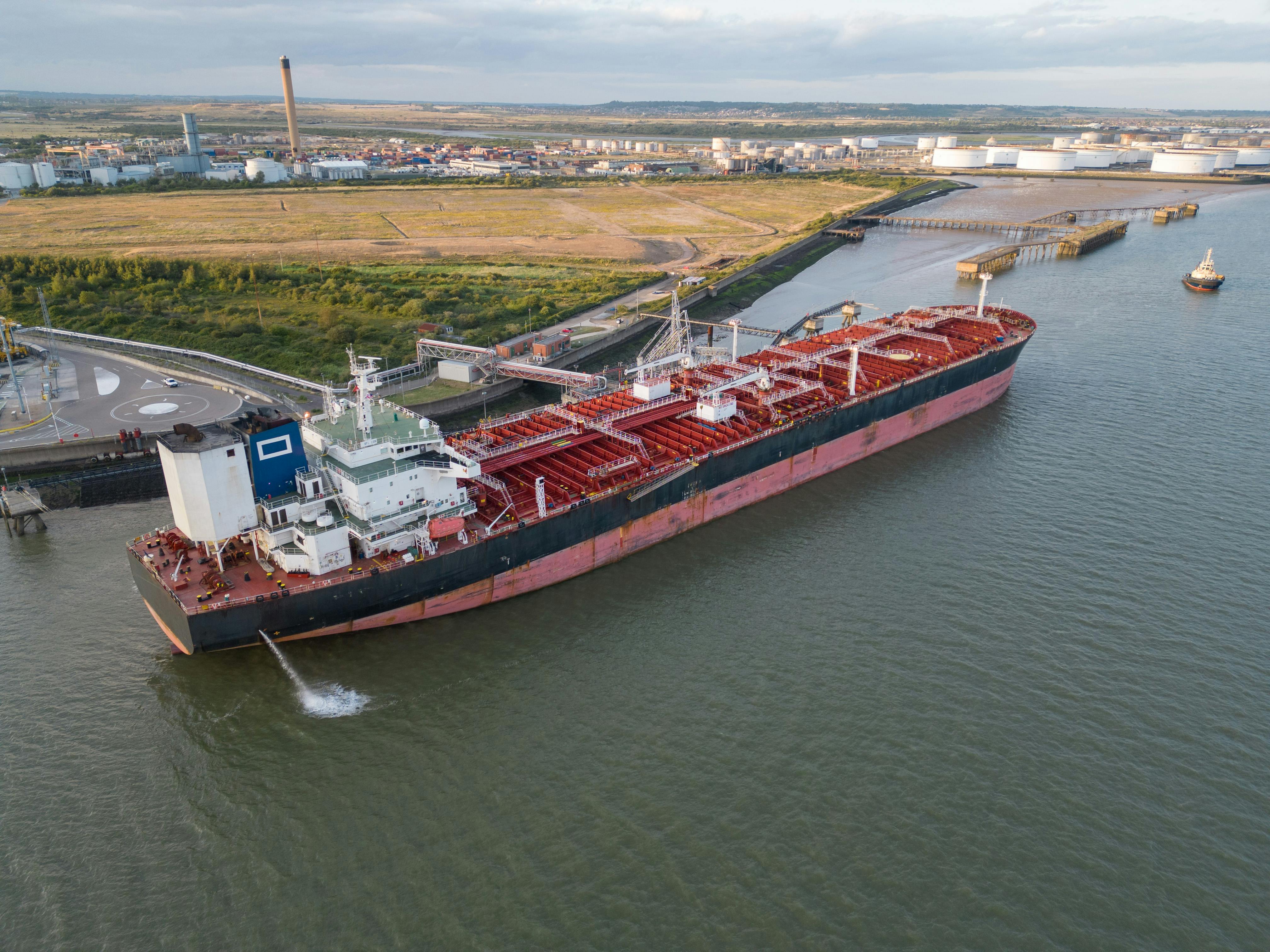 Tanker alongside a terminal